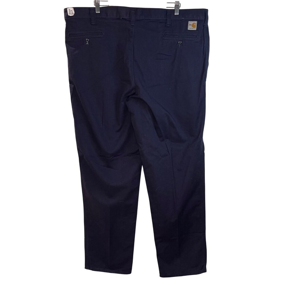 Carhartt FR Flame Resistant Navy Blue Canvas Work Pants Size 44x34 Welder 371-20 - Picture 3 of 15